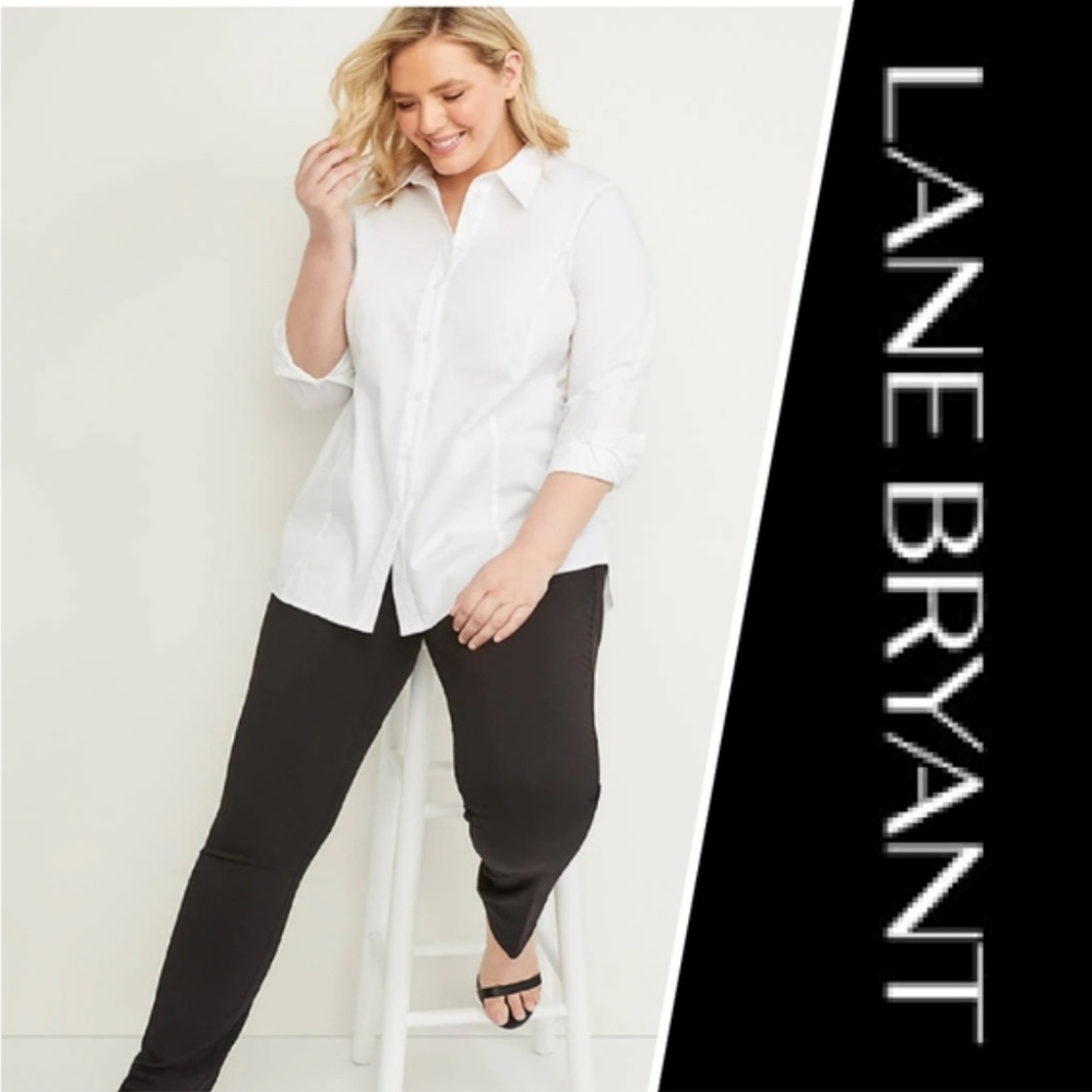 NEW White Girlfriend Button Down Lane Bryant Blouse NWT  16,18,22